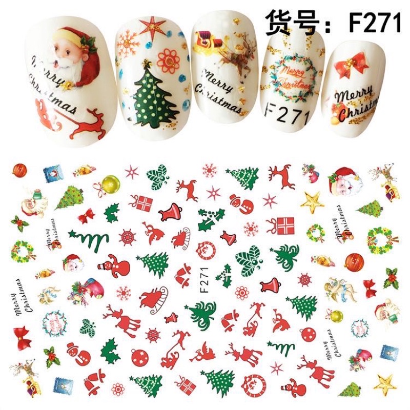 NAIL STICKER NATAL CHRISTMAS SANTA SNOW STIKER NATAL KUKU POHON NATAL STIKER NAILART