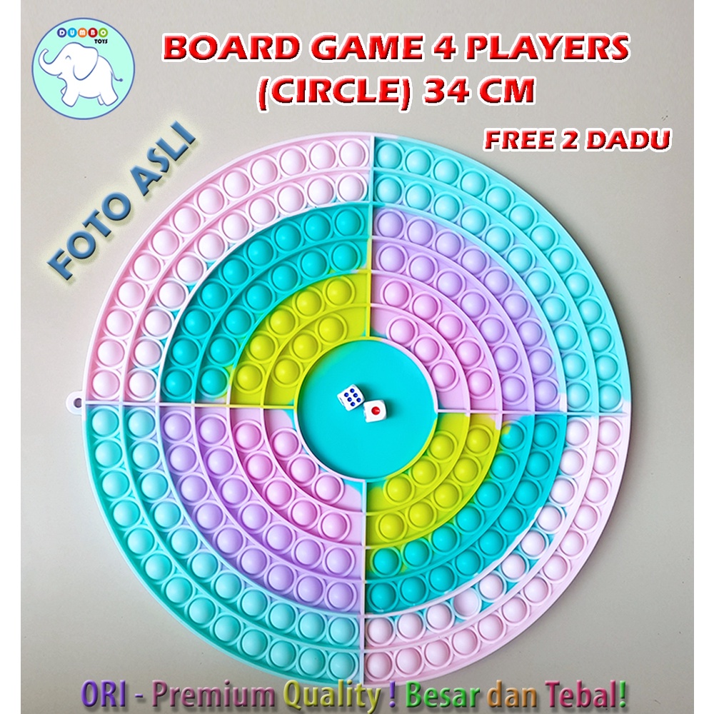 Pop It Board Game Persegi Panjang Battle Free Dadu Rainbow Jumbo-3