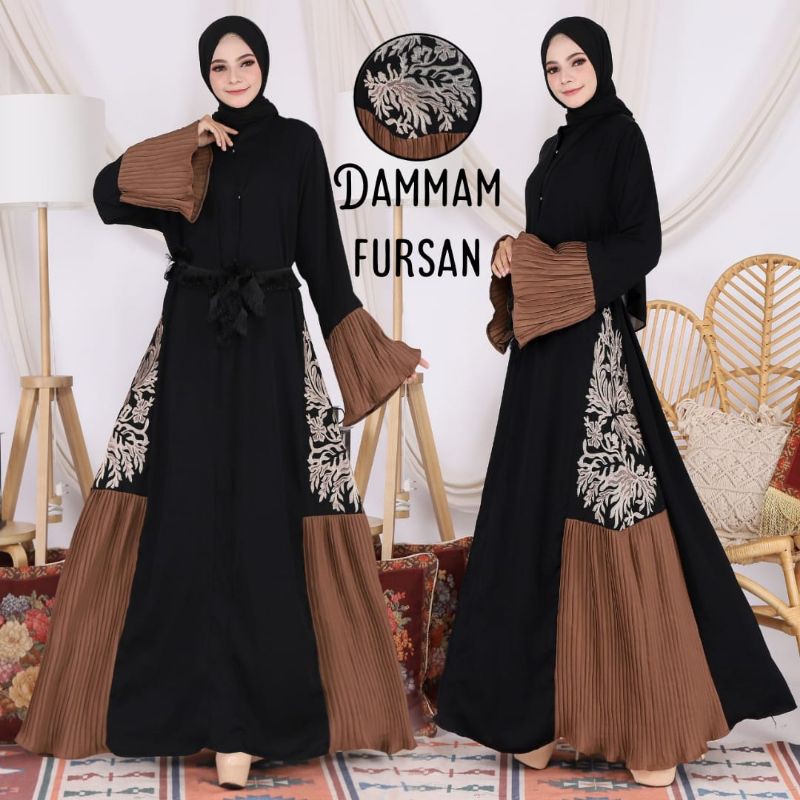 Exclusive Casual Abaya Hitam Turkey Abaya Dammam Bahan Fursan