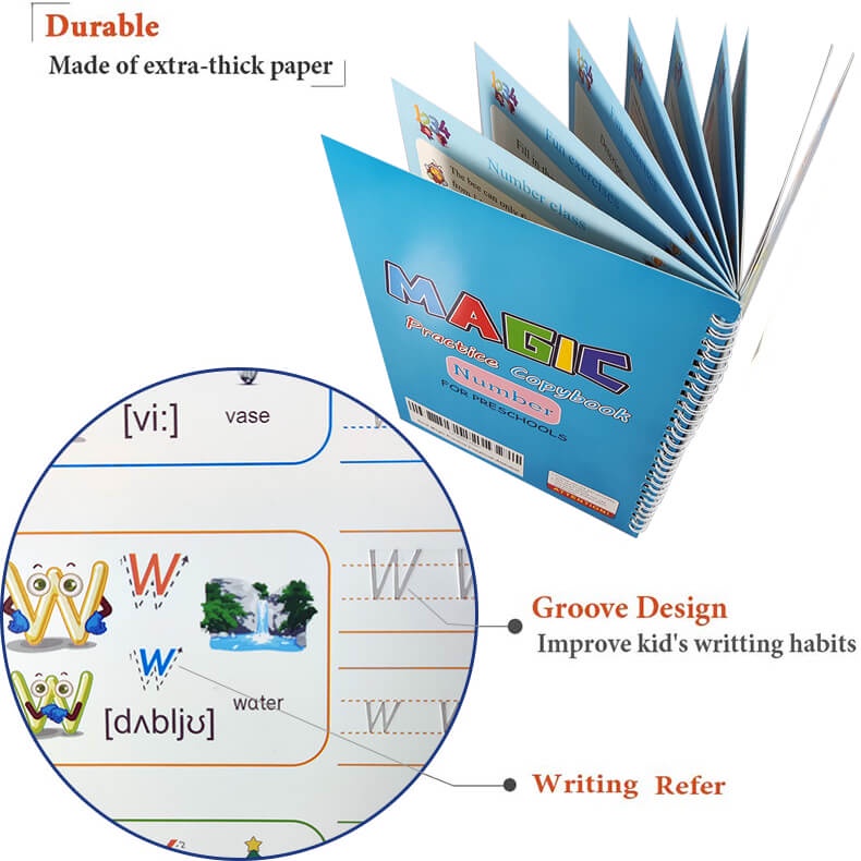 Gelasa Buku Big Sank Magic Pratice Copybook dengan 8 refill tinta