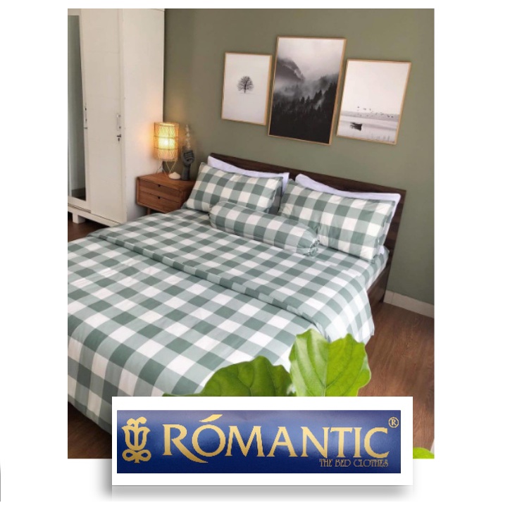 Bedcover Sprei Aesthetic Korea Kotak Hijau by ROMANTIC gingham katun jepang