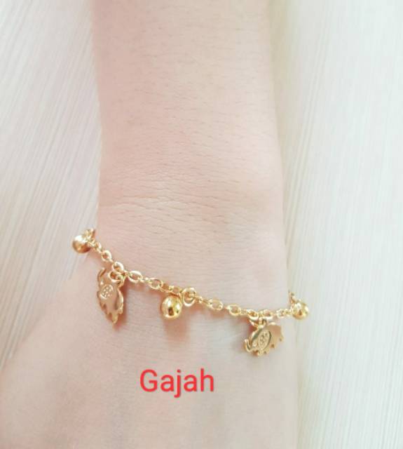 SET Gelang Tangan &amp; Gelang Kaki TITANIUM motif kucing Gajah Kelinci Owl Ikan Import Antikarat