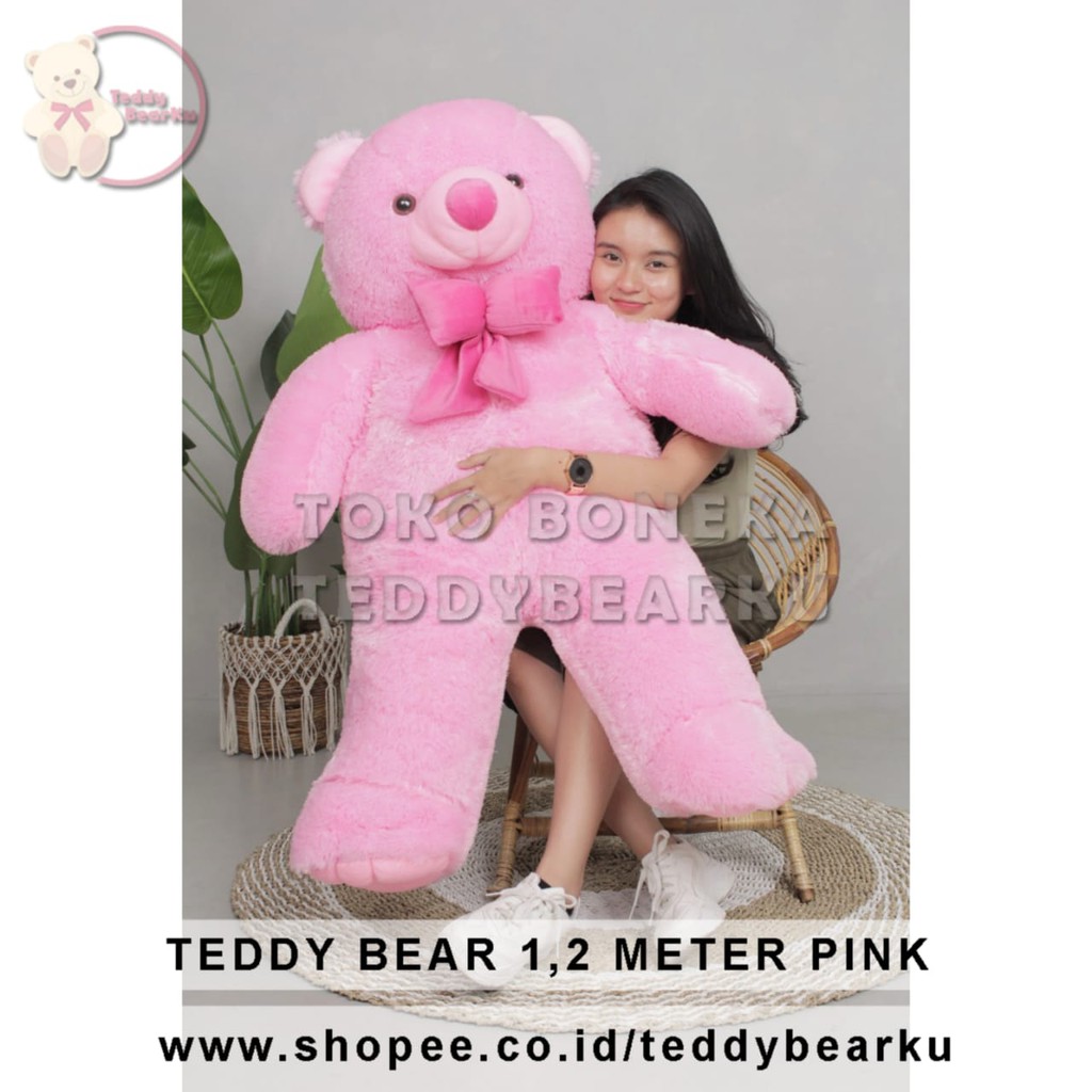 Boneka Teddy Bear Super Jumbo 1,2 Meter Warna Pink Soft