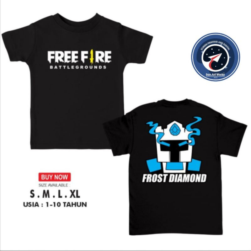 PAKAIAN KAOS ANAK ATASAN FREE FIRE FROST DIAMOND KEREN Combed 30 s Termurah