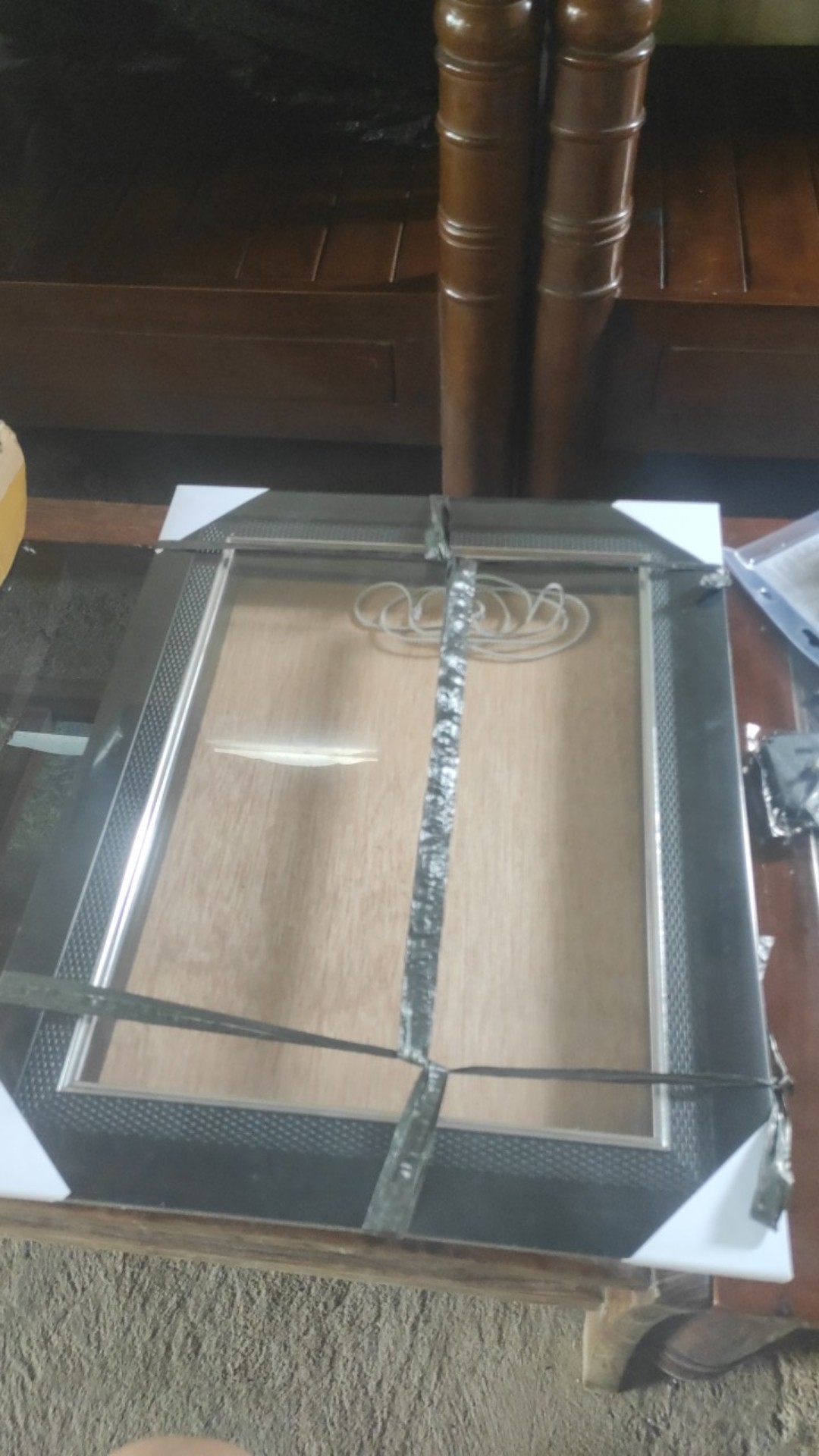 Tipe Co3 Dobel Linen Hitam - Pigura Mahar Minimalis Dobel Linen Hitam - Bingkai Mahar Uk. 30x40