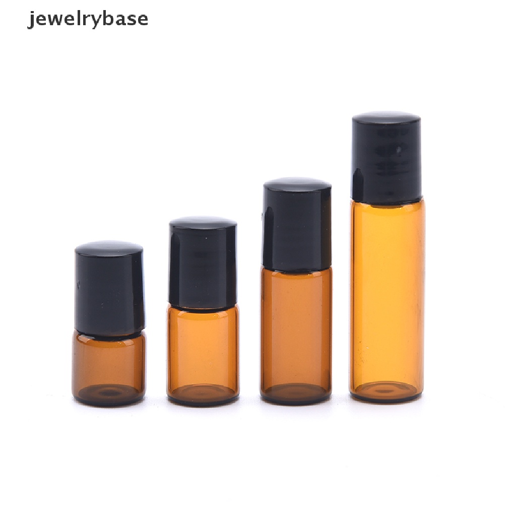 10pcs / Pak Botol Kaca Roll on 1 / 2 / 3 / 5ml Warna Amber Untuk Essential Oil