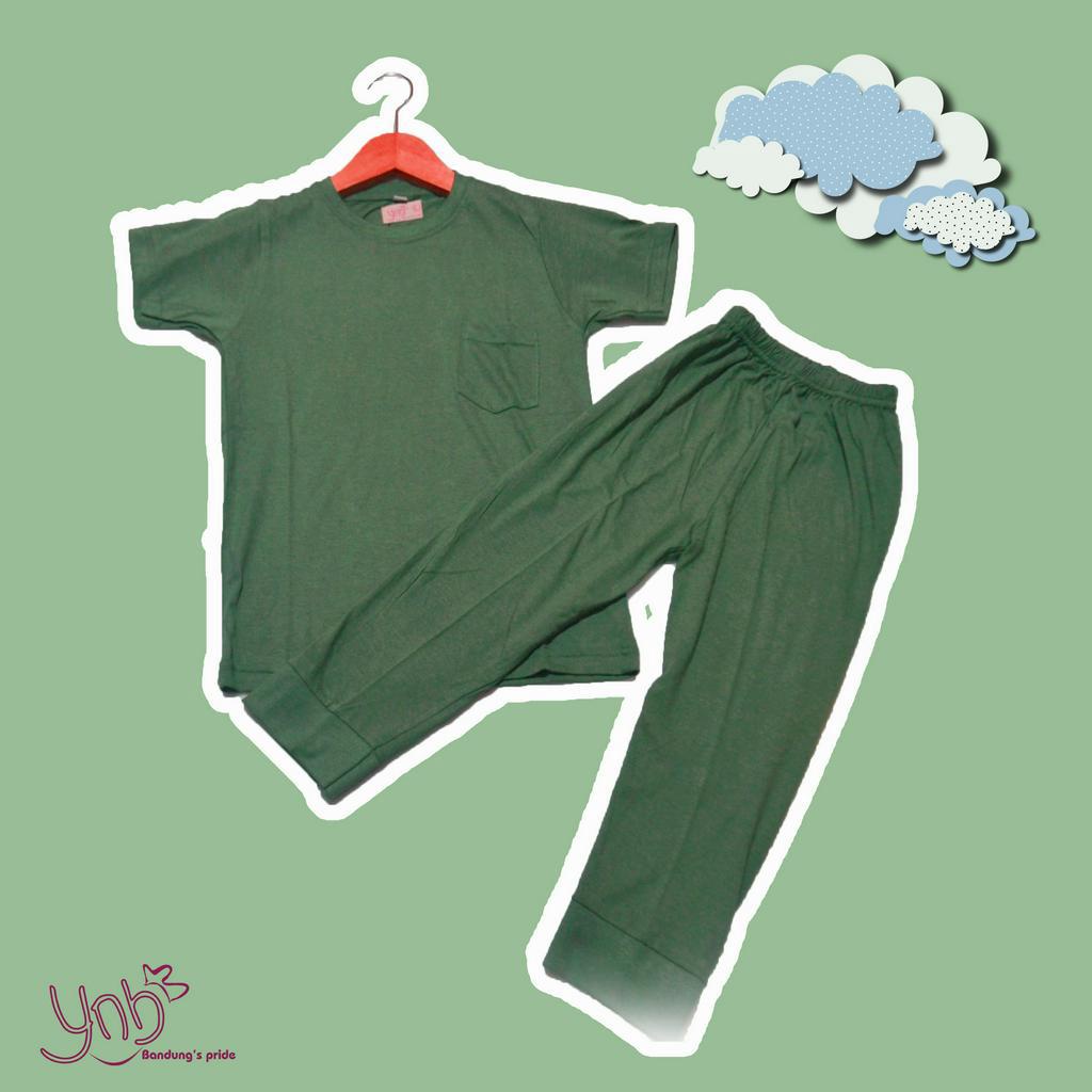 Ynb Bandung's Pride Baju Setelan Anak Perempuan dan Laki-laki daily Warna Mineral Green Cotton Bambo
