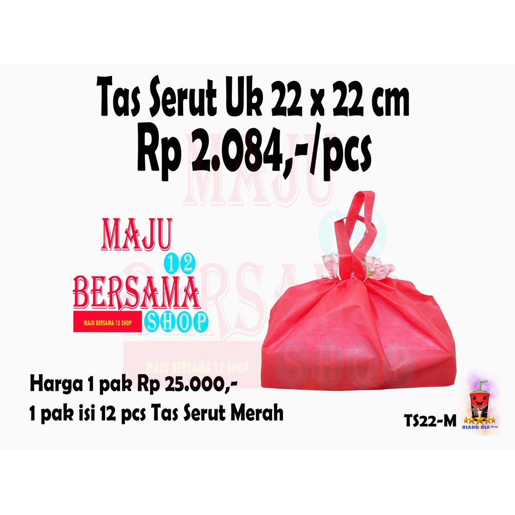 TAS SERUT KAIN UK 22 CM UNTUK DUS MAKANAN / SOUVERNIR ULANG TAHUN @ 12PCS-MERAH
