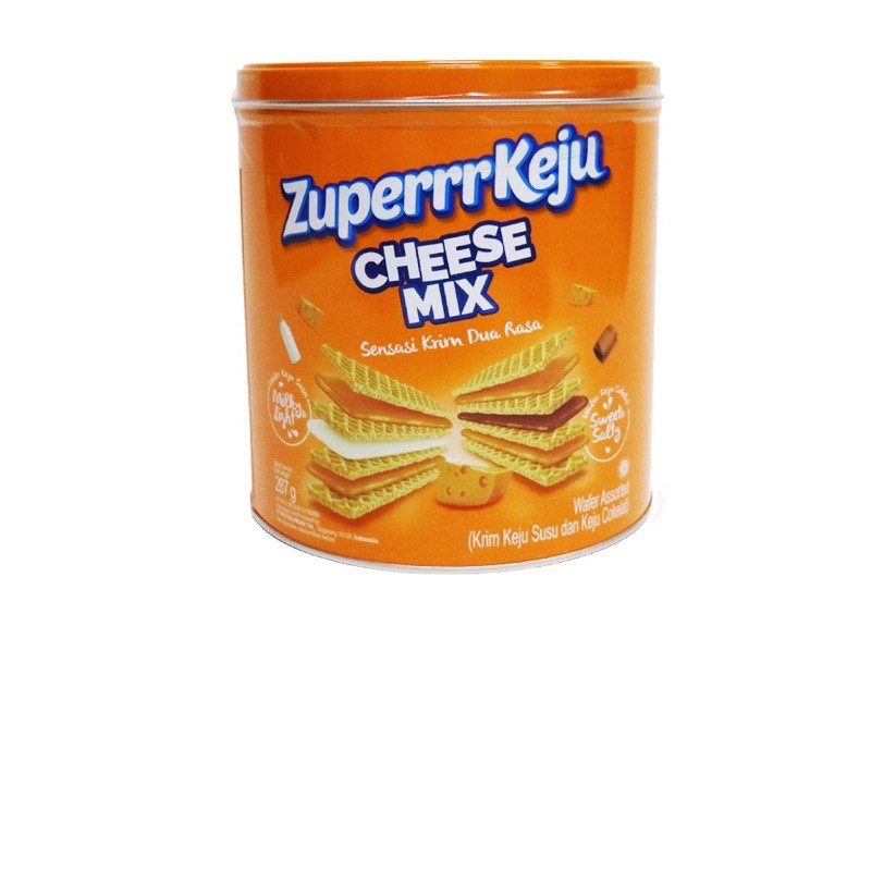 Zuperrr Keju Cheese Mix Wafer 287gr kaleng