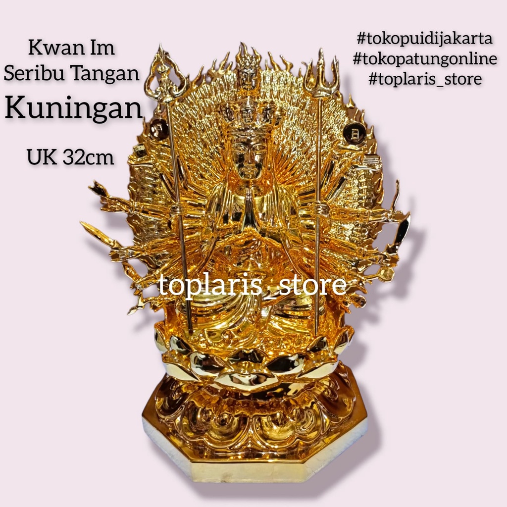 Patung Kwan Im Seribu Tangan Cien Shou Guan Yin Kuningan