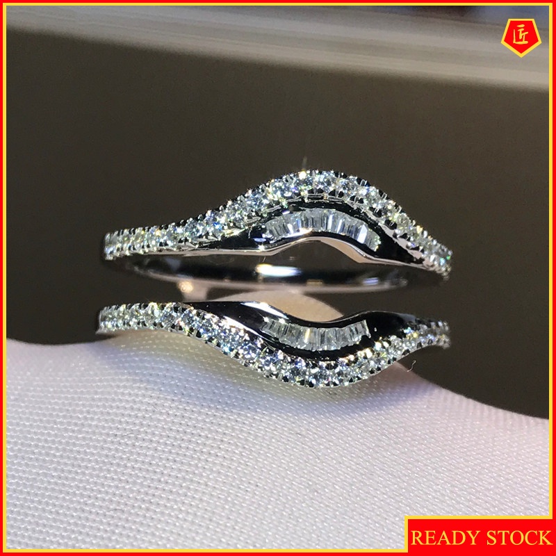 [Ready Stock]S925 Silver T Square Diamond Creative Lip Ring