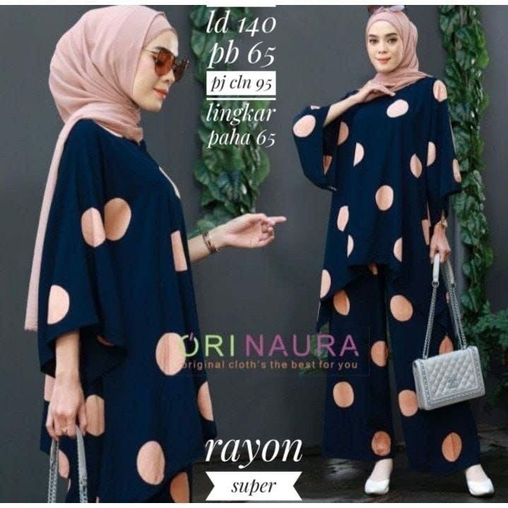 ORI NAURA SET SINTYA TIEDYE RAYON SETELAN CP WAKA MOTIF POLKA BESAR