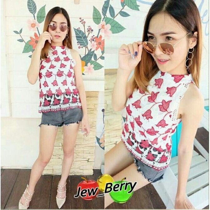 Kendra Top / Atasan Brokat / Blouse / Baju Cewek / Baju Murah / BKK