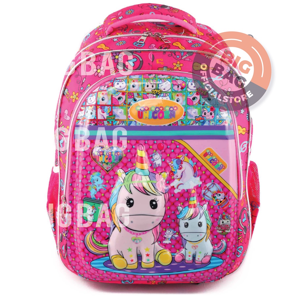 Tas Ransel Anak Perempuan Karakter UKURAN SD - 4D Emboss Clarity - UNICORN - Tas 4D Timbul Tas Timbul