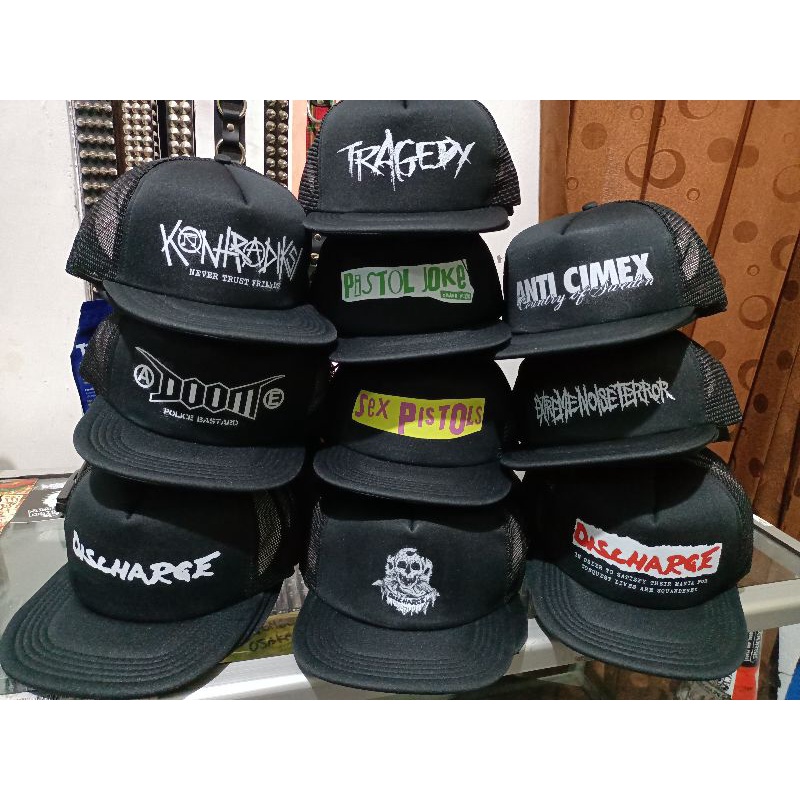 Topi trucker band punk / topi jaring band punk