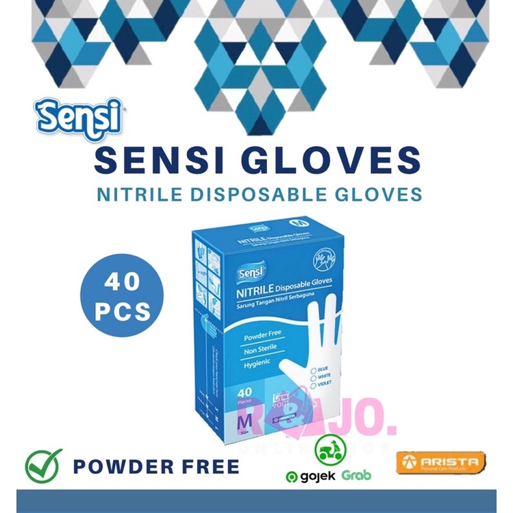 Sarung Tangan Sensi Nitrile Gloves isi 40 pcs Nitrile Disposable Gloves