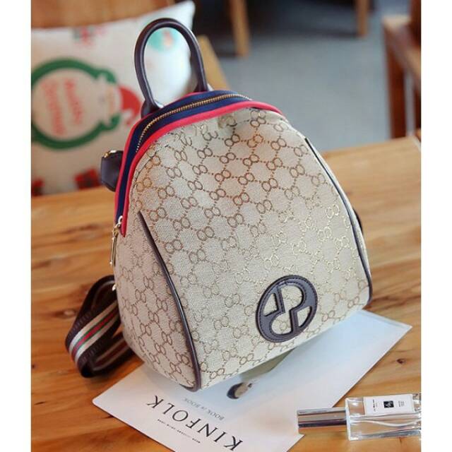 Grosir tas import GUCCI 10237-BAG BROWN RANSEL+JINJING 2 Fungsi