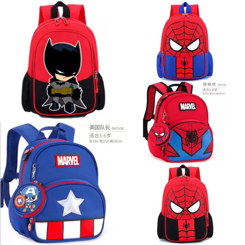 TAS RANSEL ANAK SEKOLAH LAKI LAKI PAUD /TK / SD KARAKTER SUPERHERO TERBARU