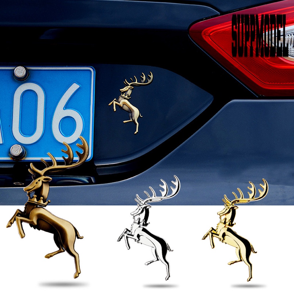 Stiker Emblem 3D Bentuk Rusa Tahan Karat Untuk Dekorasi Body Mobil