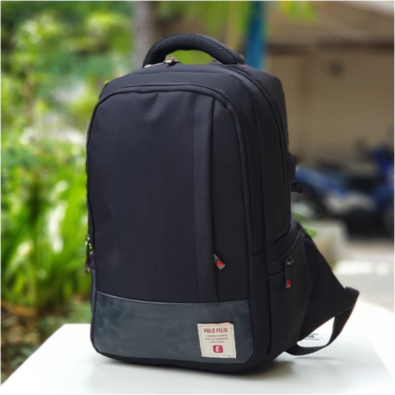 Tas Laptop Ransel canvas 14inc Kapasitas BesarRansel Hitam Kanvas Pria Wanita Tas Punggung Sekolah Pelajar Perguruan Tinggi untuk Remaja Ransel Kasual Mochila Ransel Harian Travel