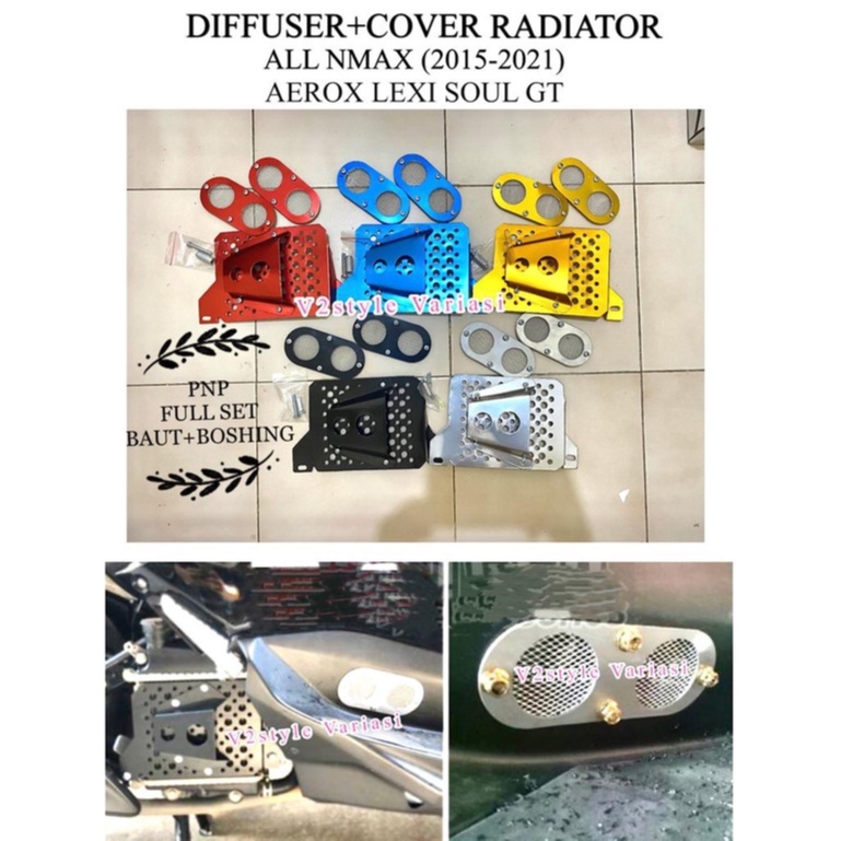 PAKET DIFFUSER + COVER RADIATOR  SET PNP 2IN1 DIFUSER VENTILASI UDARA DAN TUTUP RADIATOR SCOOPE SCOPE SCUP VELOSCOP SARANG LEBAH GOLD SILVER CHROME HITAM BIRU MERAH YAMAHA ALL NMAX LEXI SOUL GT AEROX CONNECTED 155 TUTUP LUBANG HAWA ALL ACCECORIES VARIASI