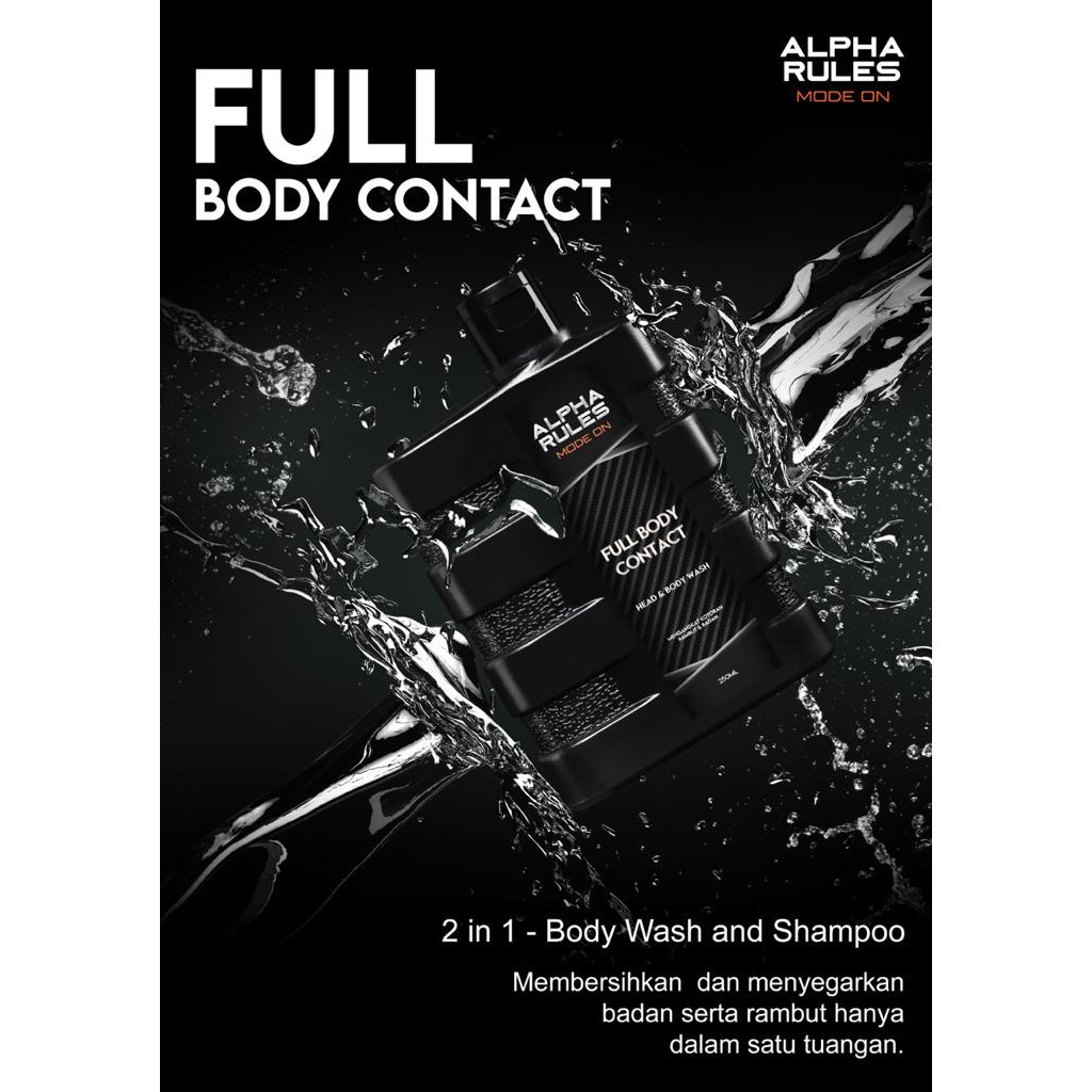 Alpha Rules Full Body Contact 250ml Body Wash &amp; Shampoo Male Cleaner