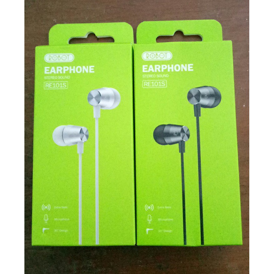 ✅RESMI - Headset Robot RE101S Headset Wired Earphone Bass Android Original