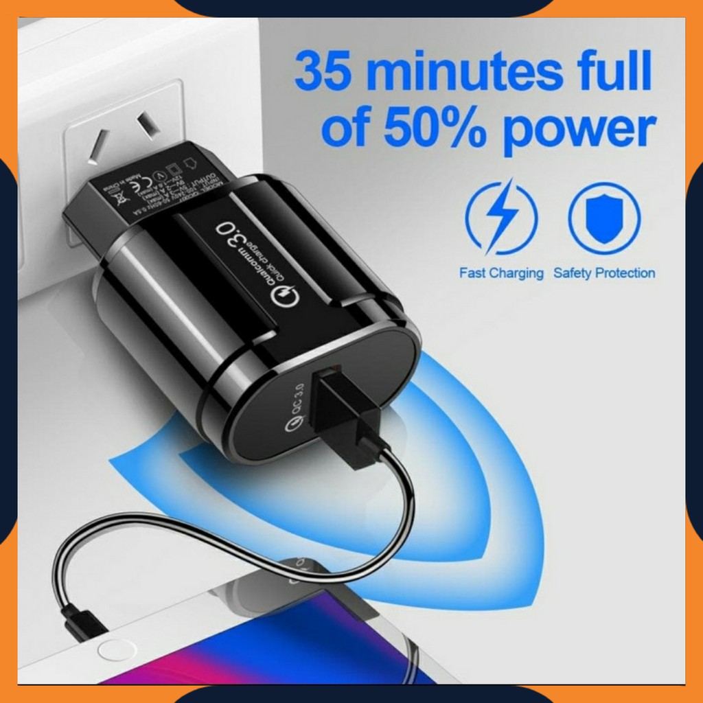 [COD] KEPALA ADAPTOR CHARGER QC 3.0 FAST CHARGING TRAVEL QUICK CHARGER XIAOMI SAMSUNG QC007 ORIGINAL