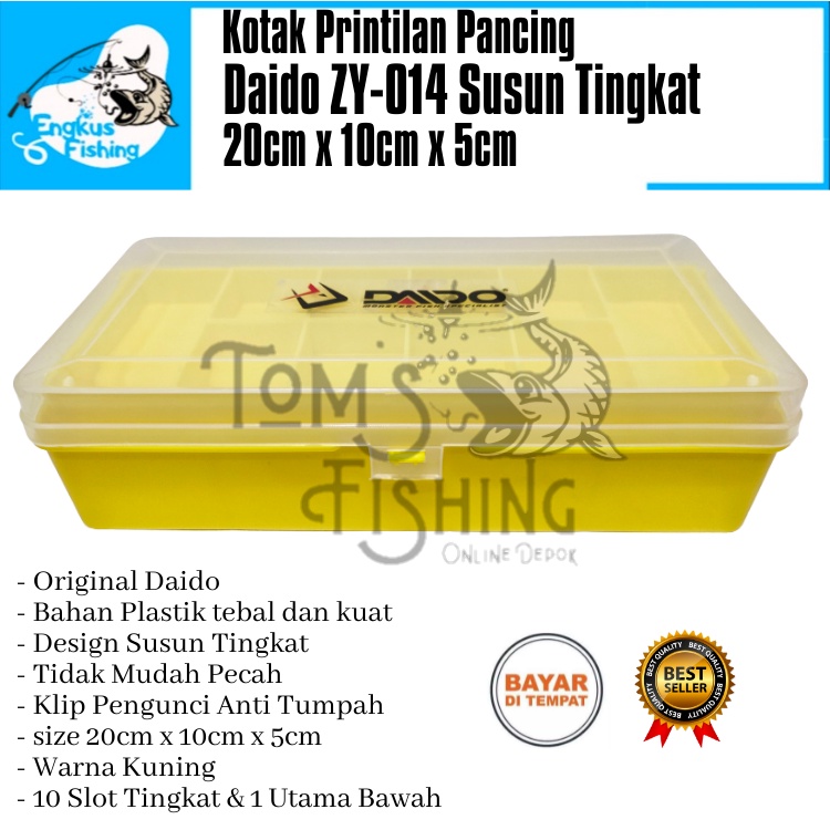 Kotak Kail Pancing Susun Tingkat Daido ZY-014 (20cm x 10cm x 5cm) Kuning Murah - Engkus Fishing