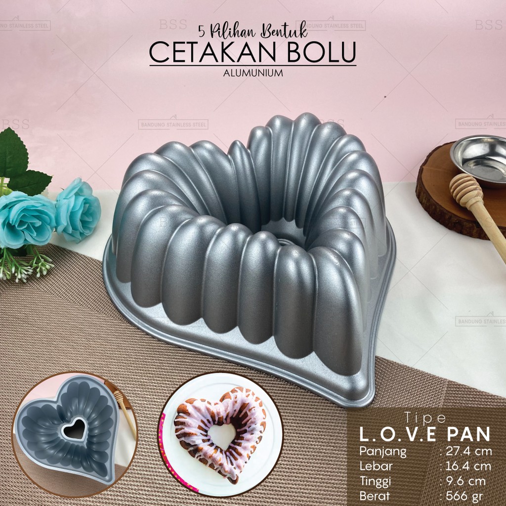 Loyang Cetakan Bolu Kue Basah 24 cm Anti Lengket Allumunium Bentuk Cantik 5 Pilihan Model Lebaran