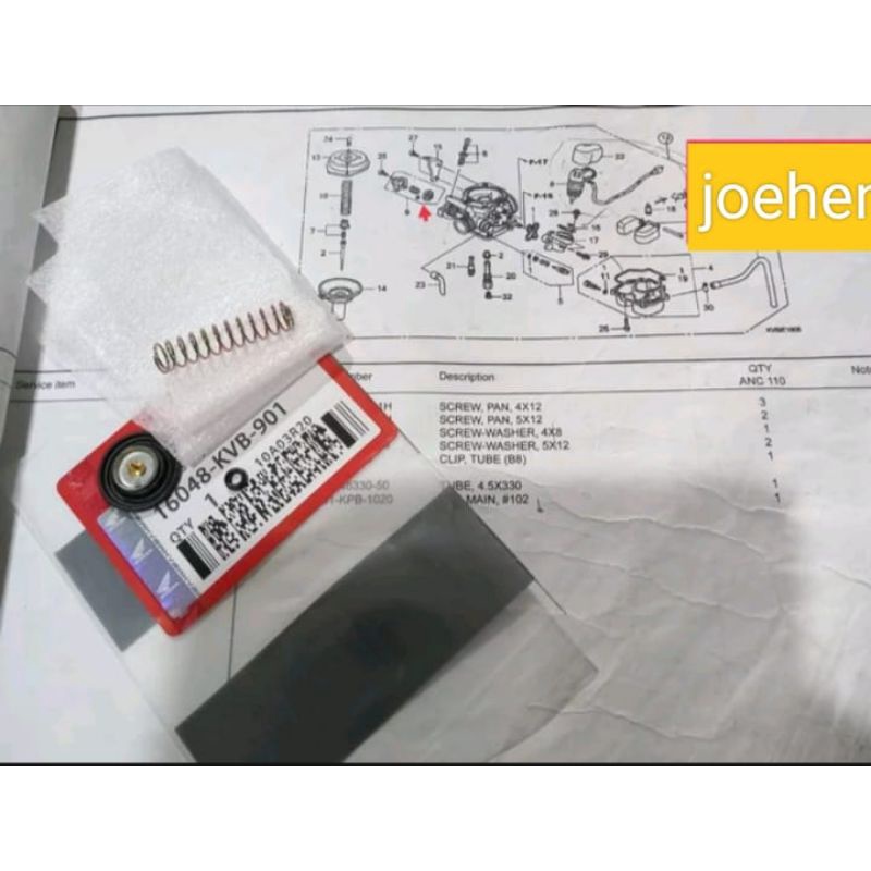Valve Set Air Cut Atau Diafragma Carburator Honda Vario 110 Kode 16048-KVB-901 Sesuai Foto
