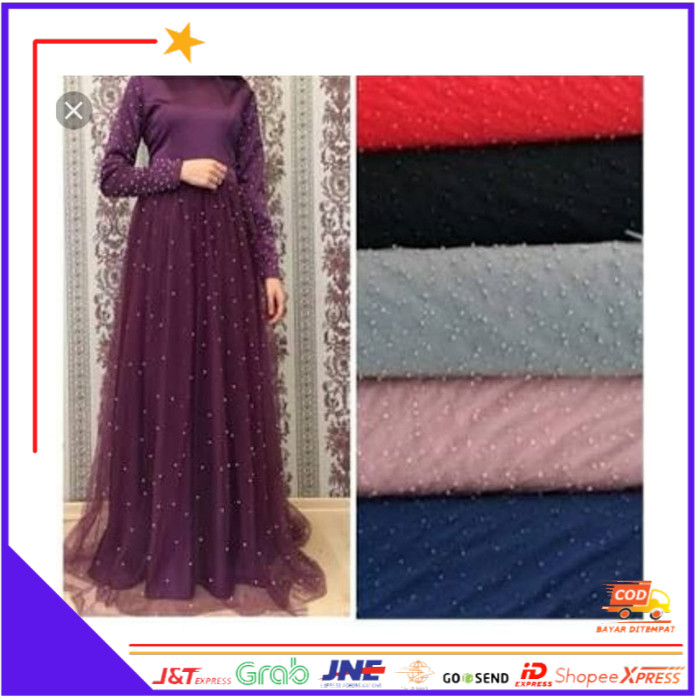 ❤BISA COD❤ bahan kain tile polos mutiara/tile mutiara gliter/longdress/gamis