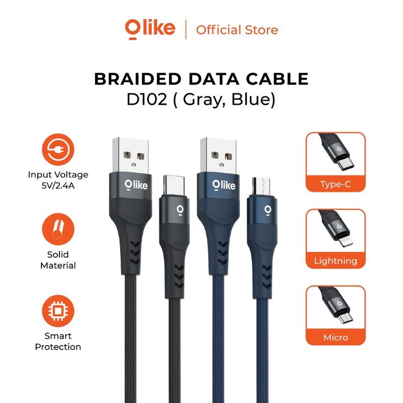 KABEL DATA FAST CHARGING 2.4A OLIKE D102 GARANSI 6 BULAN