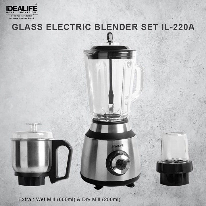 Idealife IL-220A Blender Kaca Listrik Penggiling Elektrik Dapur Halus