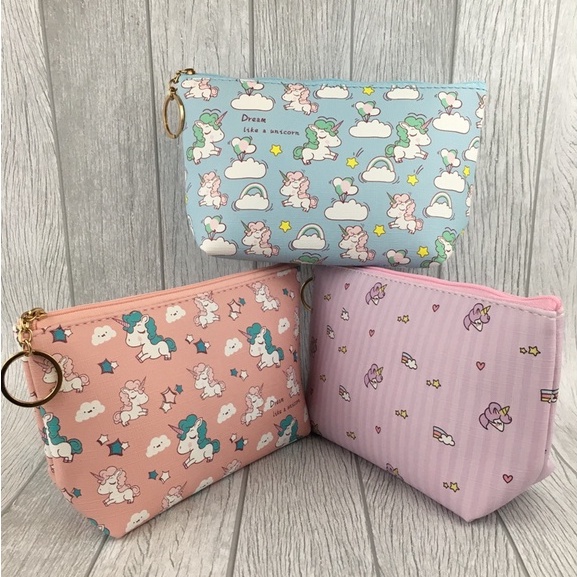 Pouch Kosmetik Portable Simple Tas Make Up Design Mini Unicorn Lucu