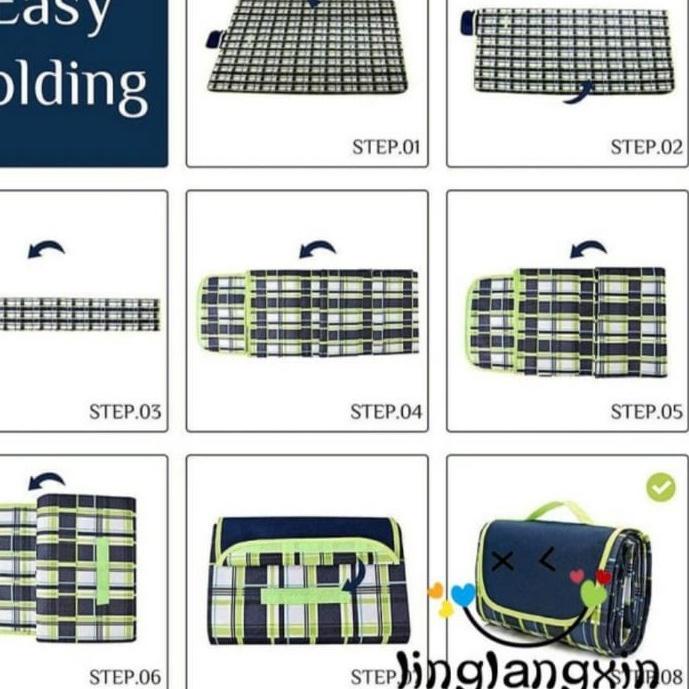 Hot Sale YISIDAN-Tikar Piknik Lipat Anti Air Jumbo TEBAL Camping Outdoor Uk 145 cm x 200 cm