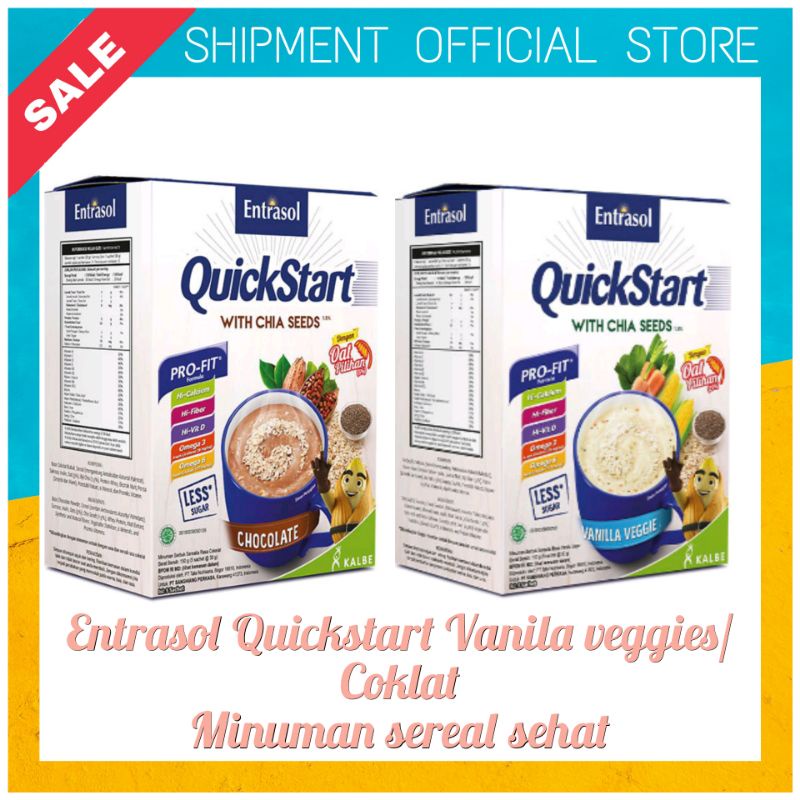 

SHIPMENT - QUICK START CEREAL ENTRASOL SEREAL vanilla coklat 5X30g KALBE QUICKSTART