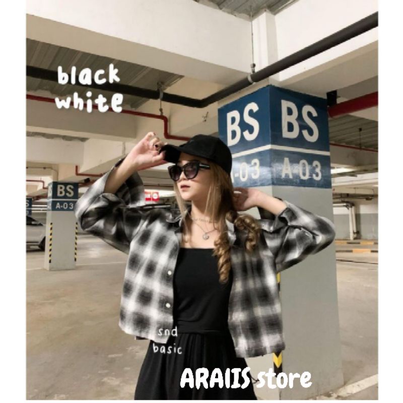 Mogge Batwing Flanel || Blouse Crop Kekinian