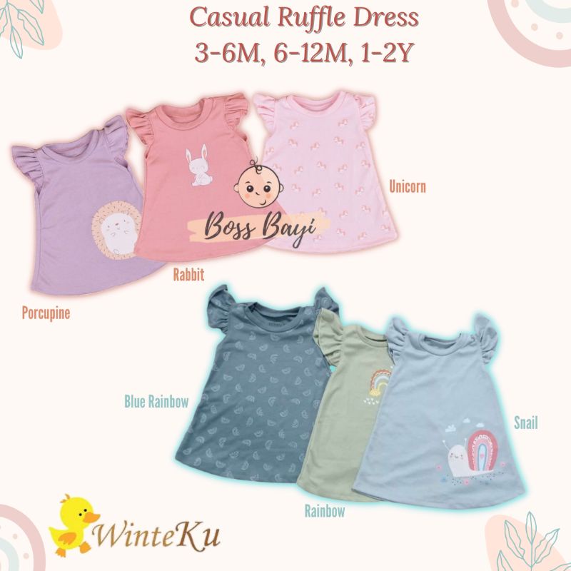 WINTEKU - Simpel Casual Ruffle Dress Bayi / Anak Perempuan