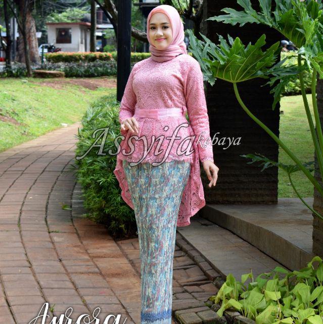 Kiranaol- Stelan kebaya brukat aurora/kebaya brukat pinguin/set kebaya brukat mix plisket panjang / Kebaya Wisuda / Kebaya Brukat Pesta / Kebaya Lamaran / Set Kebaya By Kiranaol-DUSTY