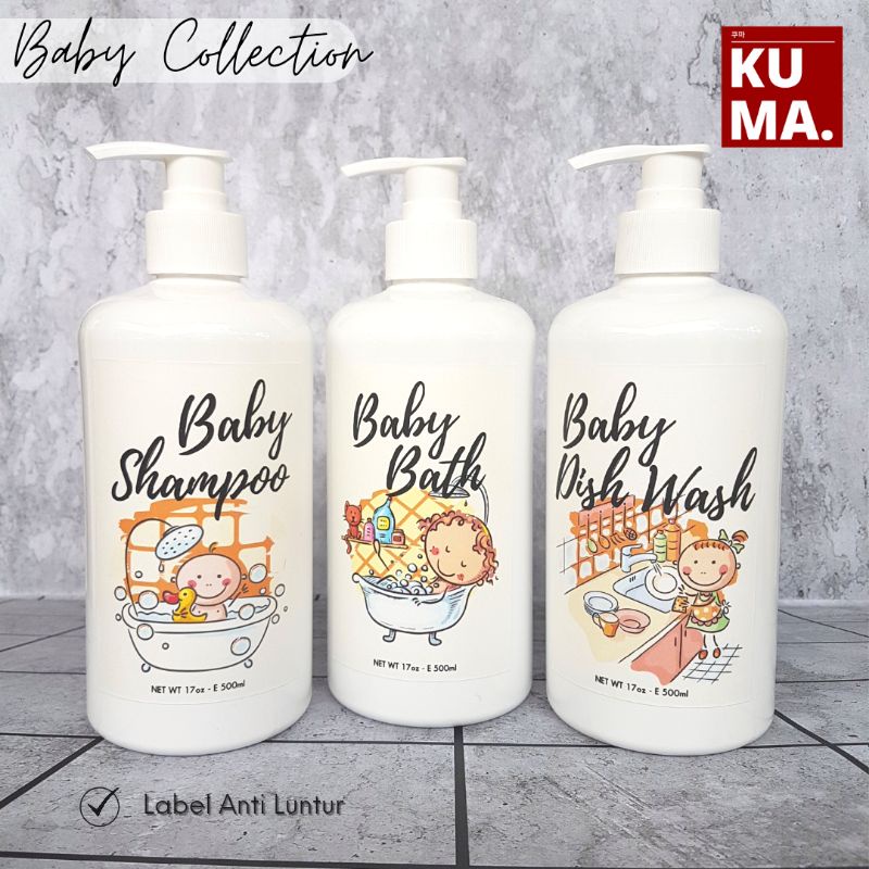 BOTOL SABUN REFILL BAYI | BABY WASH REFILLABLE BOTTLE | BODY WASH &amp; SHAMPOO BOTTLE FOR BABY 500ML | aesthetic bottle refill | botol sabun shampoo bayi isi ulang | botol pump 500ml