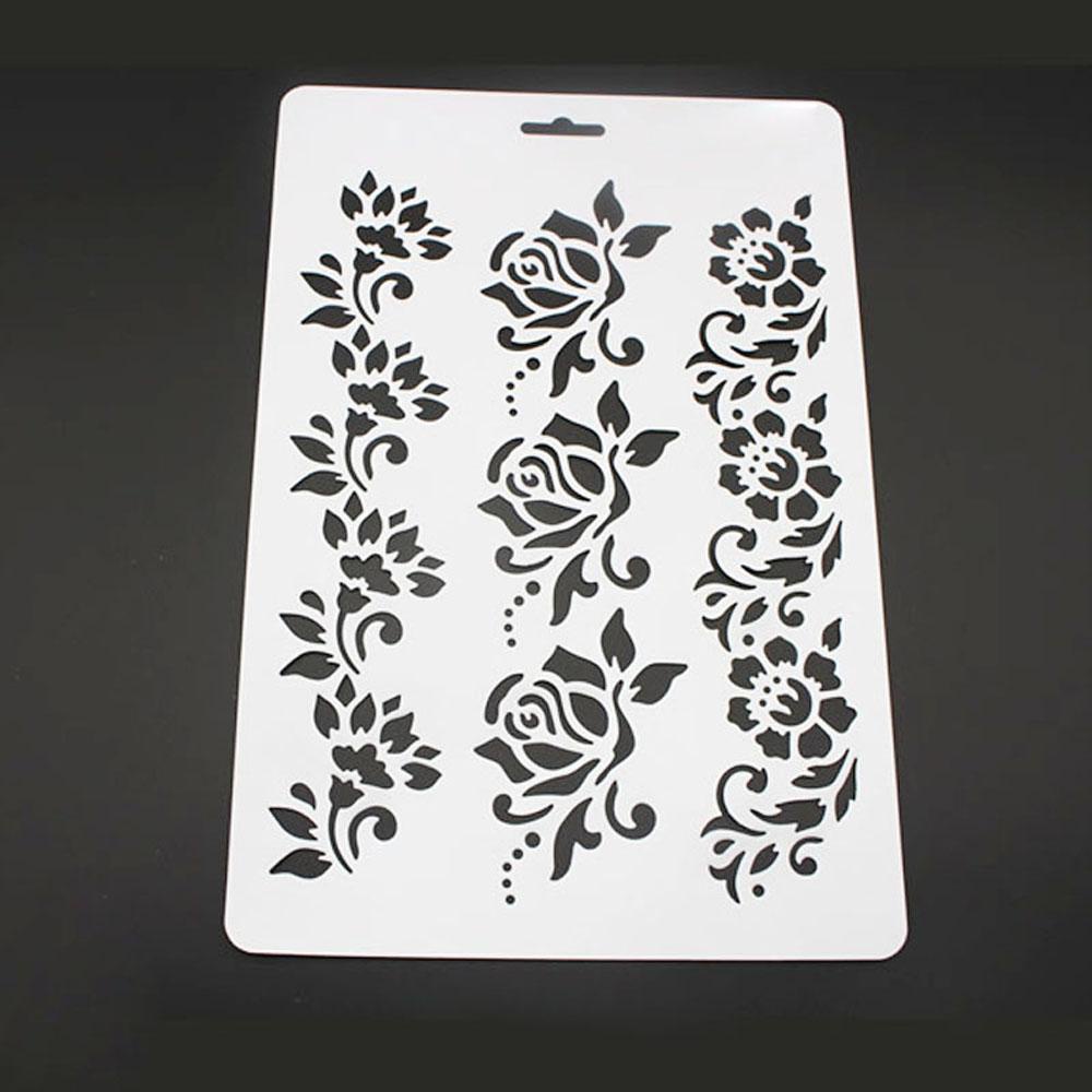 R-flower Layering Stencils DIY Scrapbooking Plastik Lukisan