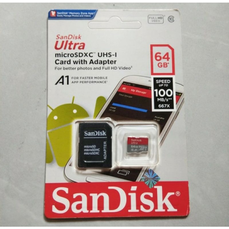 Memory Micro SD 64 GB Sandisk Ultra A1