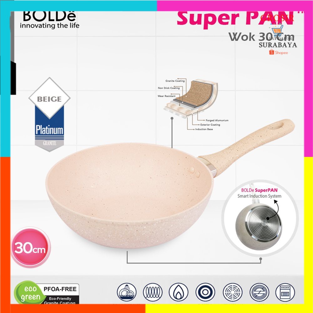 Bolde super pan granite 30cm/wok pan bolde /wajan bolde/wok pan bolde