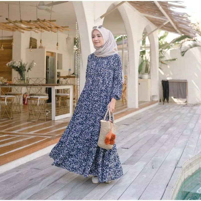 GAMIS MAXI DRESS RAYON PREMIUM LD 100 - 110 HOMEYDRESS BUSUI BAJU GAMIS SERAGAM MOTIF TERBARU V.2