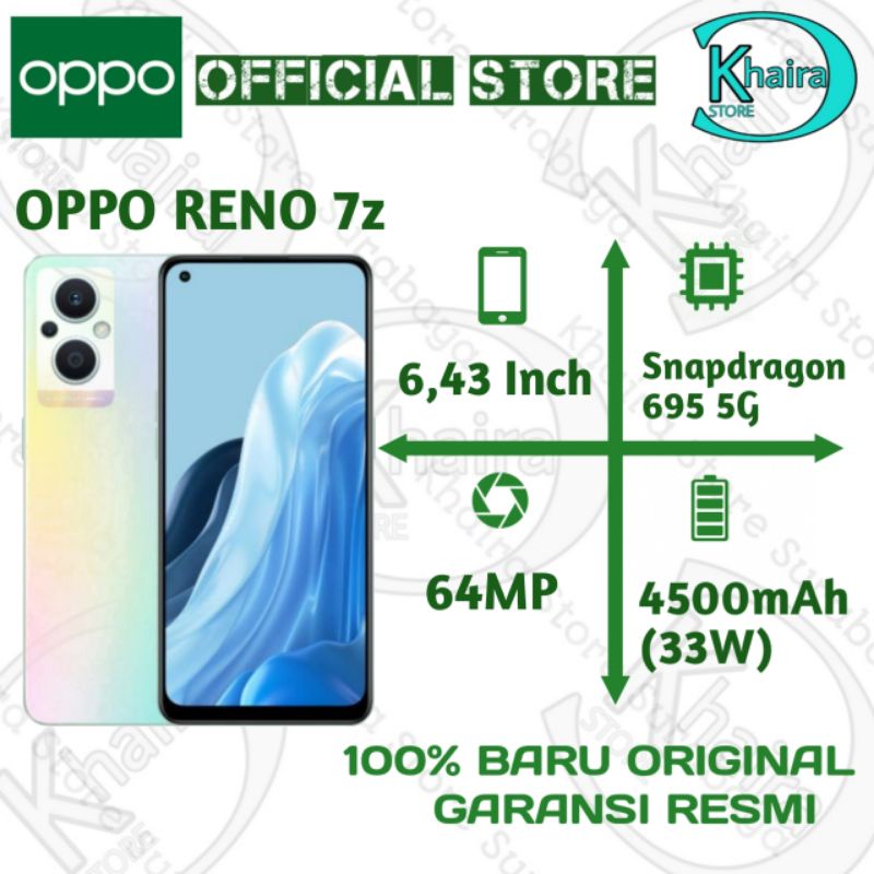 Oppo Reno 7z 5G (Ram 8Gb+128Gb) 100% New Segel Original &amp; Bergaransi Resmi Oppo