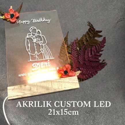 Kado unik kado akrilik custom LED akrilik ukuran A5 (21x15) kado cewek unik kado pacar kado custom kado wisuda hampers wisuda kado ulang tahun souvenir gift box lampu tidur