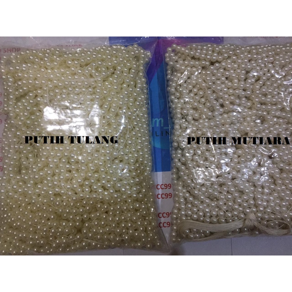 manik mote mutiara ringan 6mm isi 1pon