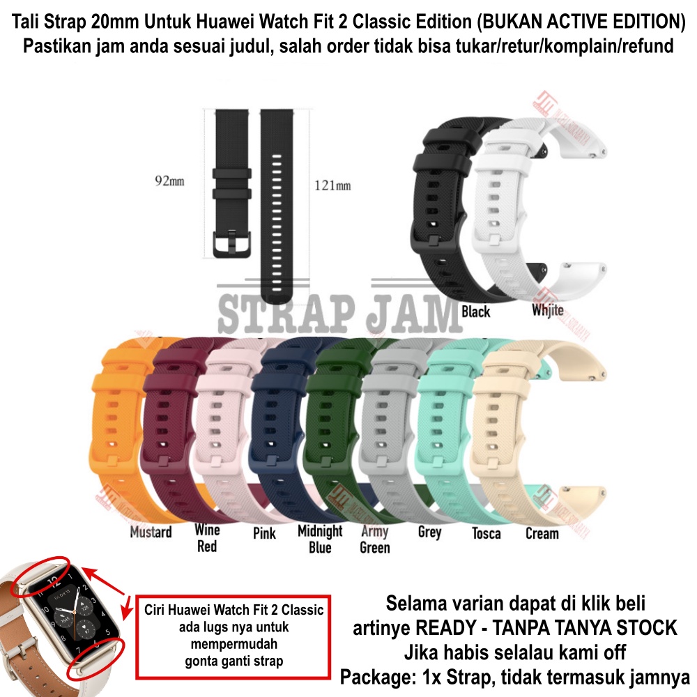 OYE Strap Huawei Watch Fit 2 Classic - Tali Jam 20mm Silikon Lentur Nyaman