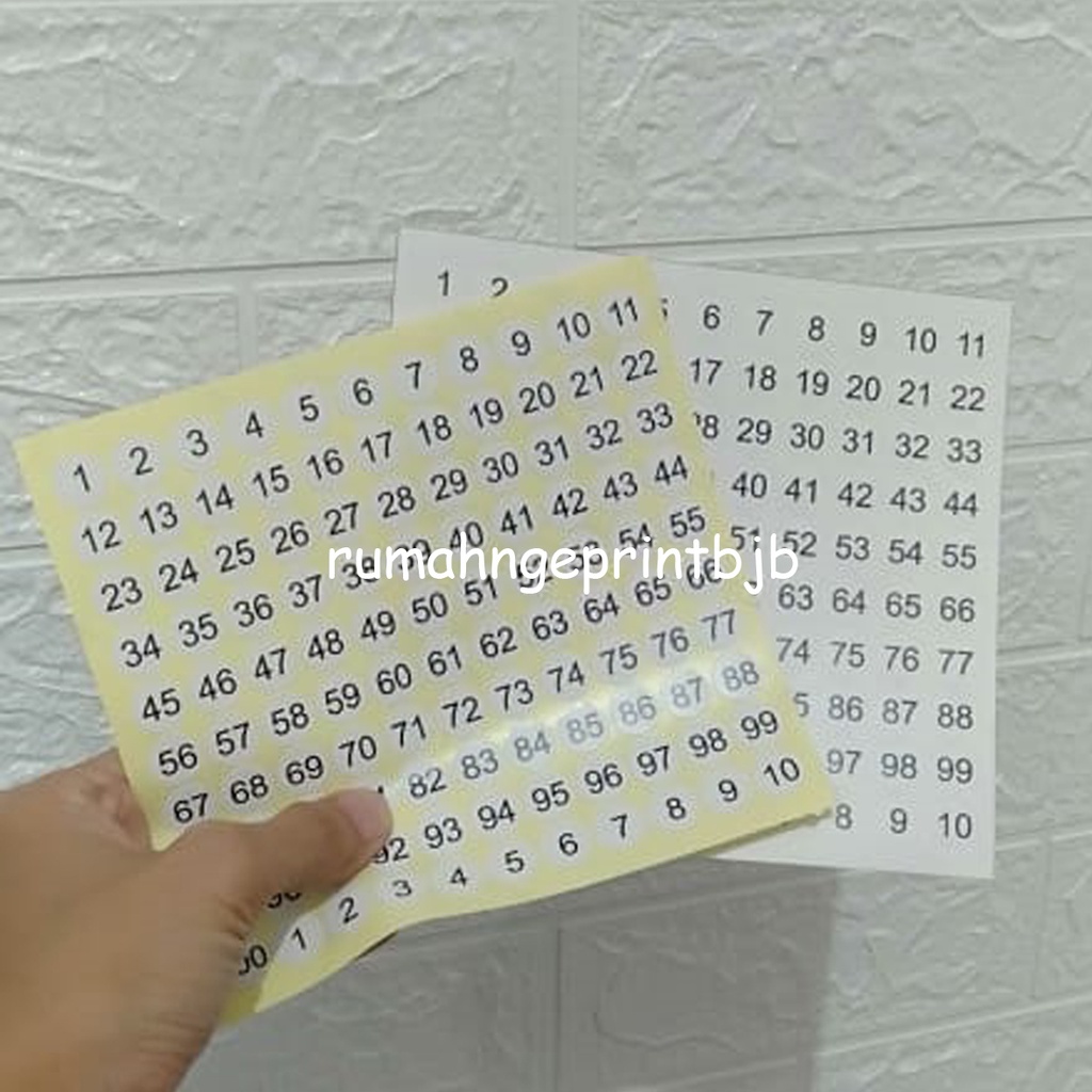 

STIKER STICKER ANGKA NUMERIK 1-100 GLOSSY CUSTOM